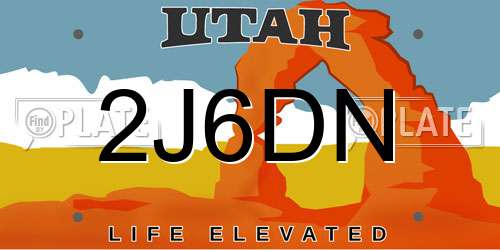 2J6DN Utah License Plate