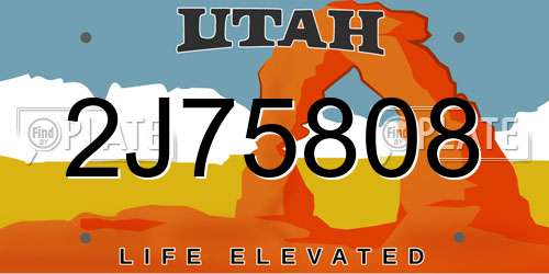 2J75808 Utah License Plate