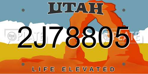 2J78805 Utah License Plate