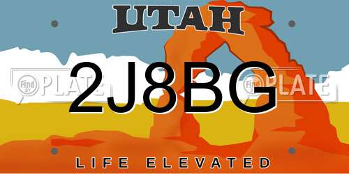 2J8BG Utah License Plate