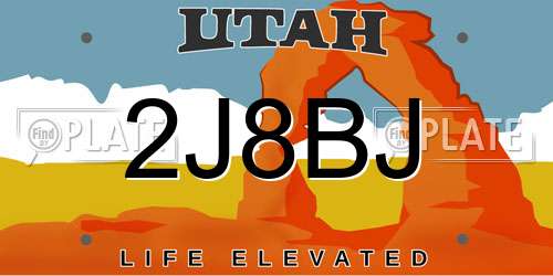 2J8BJ Utah License Plate