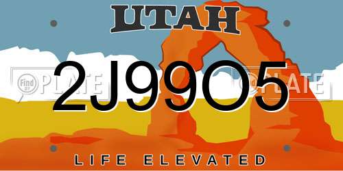 2J99O5 Utah License Plate