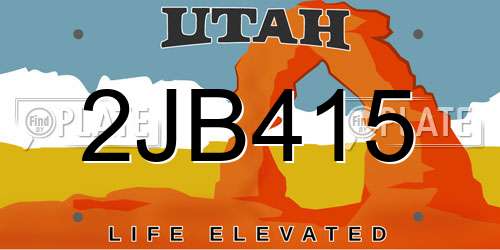 2JB415 Utah License Plate