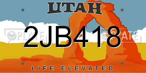 2JB418 Utah License Plate
