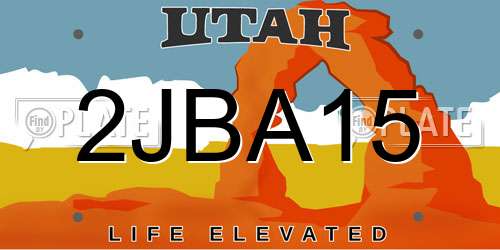 2JBA15 Utah License Plate