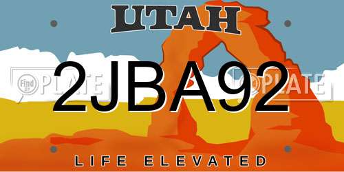 2JBA92 Utah License Plate