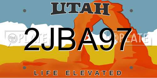2JBA97 Utah License Plate
