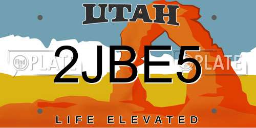 2JBE5 Utah License Plate
