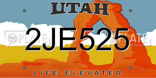 2JE525 Utah License Plate