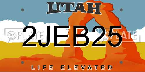 2JEB25 Utah License Plate