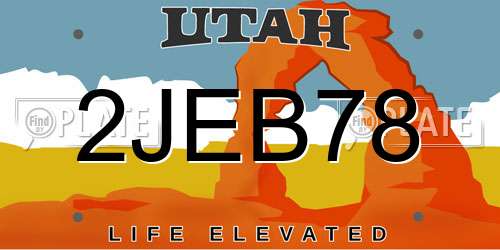 2JEB78 Utah License Plate