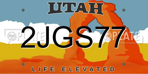 2JGS77 Utah License Plate