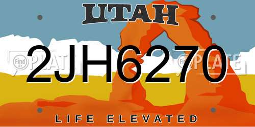 2JH6270 Utah License Plate