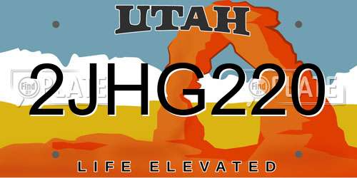 2JHG220 Utah License Plate