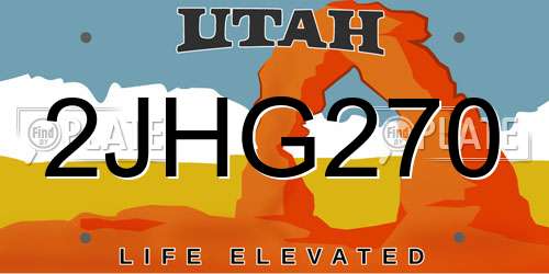 2JHG270 Utah License Plate
