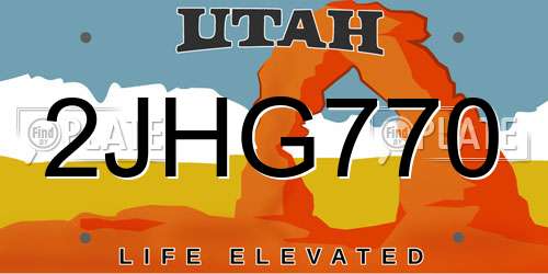 2JHG770 Utah License Plate