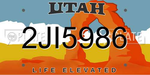 2JI5986 Utah License Plate