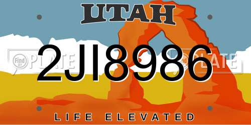 2JI8986 Utah License Plate