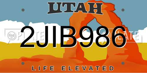 2JIB986 Utah License Plate