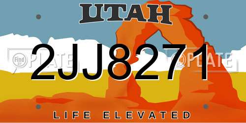 2JJ8271 Utah License Plate