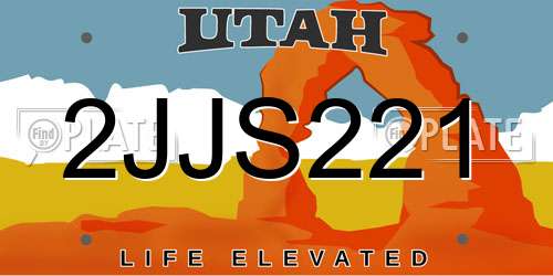 2JJS221 Utah License Plate