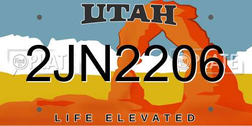 2JN2206 Utah License Plate