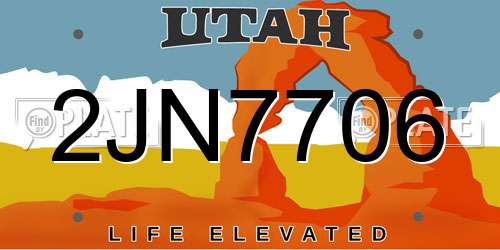 2JN7706 Utah License Plate