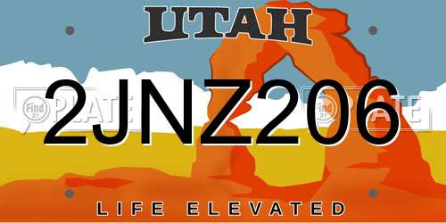 2JNZ206 Utah License Plate