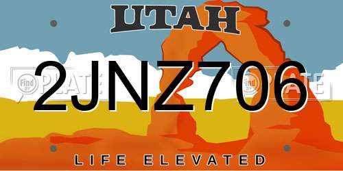2JNZ706 Utah License Plate