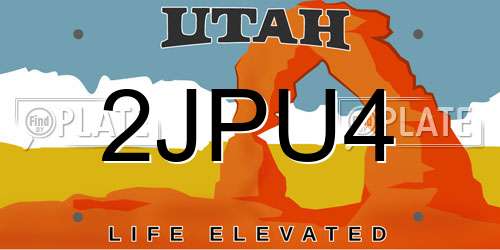 2JPU4 Utah License Plate
