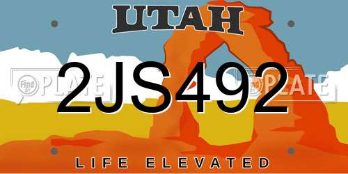 2JS492 Utah License Plate