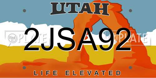 2JSA92 Utah License Plate