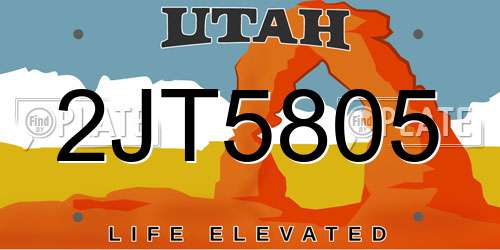 2JT5805 Utah License Plate