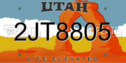 2JT8805 Utah License Plate