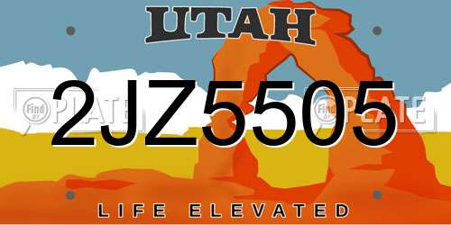 2JZ5505 Utah License Plate
