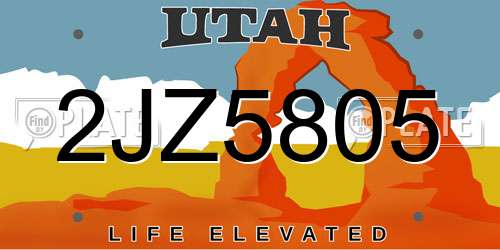 2JZ5805 Utah License Plate