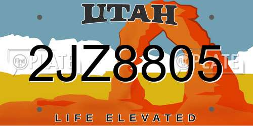 2JZ8805 Utah License Plate