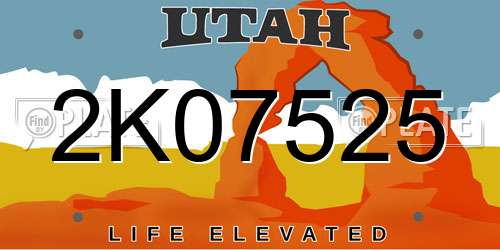 2K07525 Utah License Plate