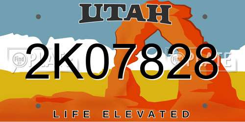 2K07828 Utah License Plate