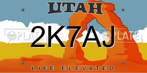 2K7AJ Utah License Plate