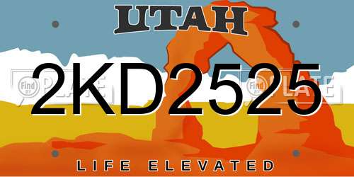 2KD2525 Utah License Plate