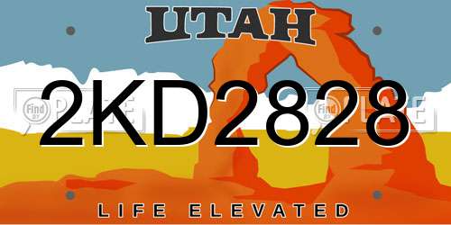 2KD2828 Utah License Plate