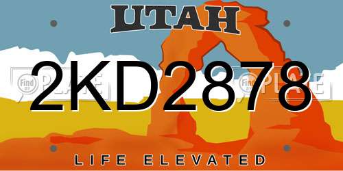 2KD2878 Utah License Plate