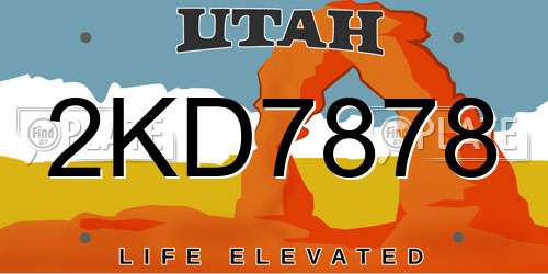 2KD7878 Utah License Plate