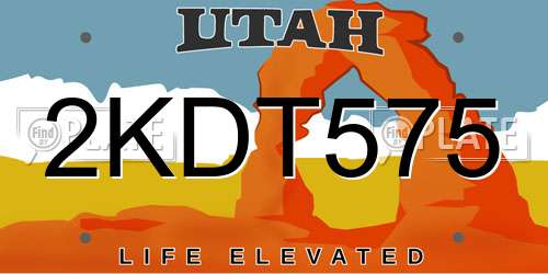 2KDT575 Utah License Plate