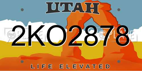 2KO2878 Utah License Plate