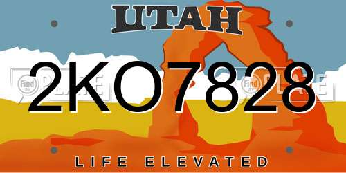 2KO7828 Utah License Plate