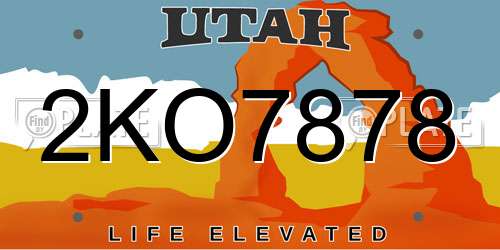 2KO7878 Utah License Plate