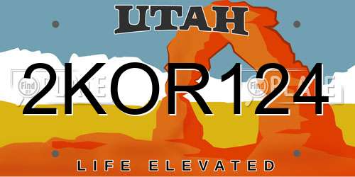 2KOR124 Utah License Plate