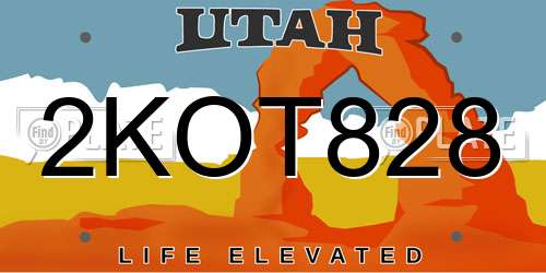 2KOT828 Utah License Plate